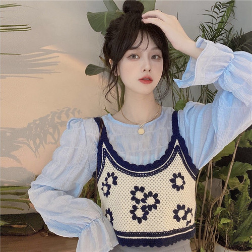 叠穿外搭小背心配裙子的吊带女