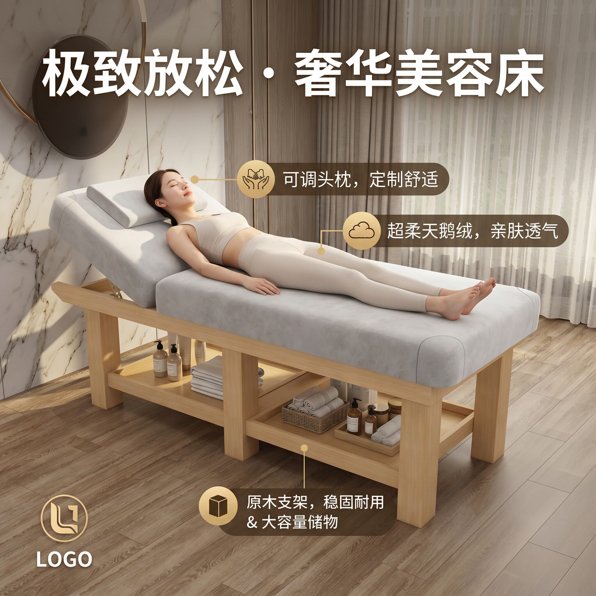 实木美容床美容院专用按摩床中医理疗床采耳纹绣美睫艾灸床推拿床