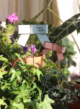 复古铁艺花盆蝴蝶结花插花园装饰