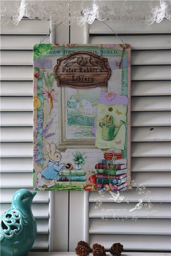 多款彼得兔帐本风铁皮画 墙面装饰 动物漫画印刷挂画 园艺杂货