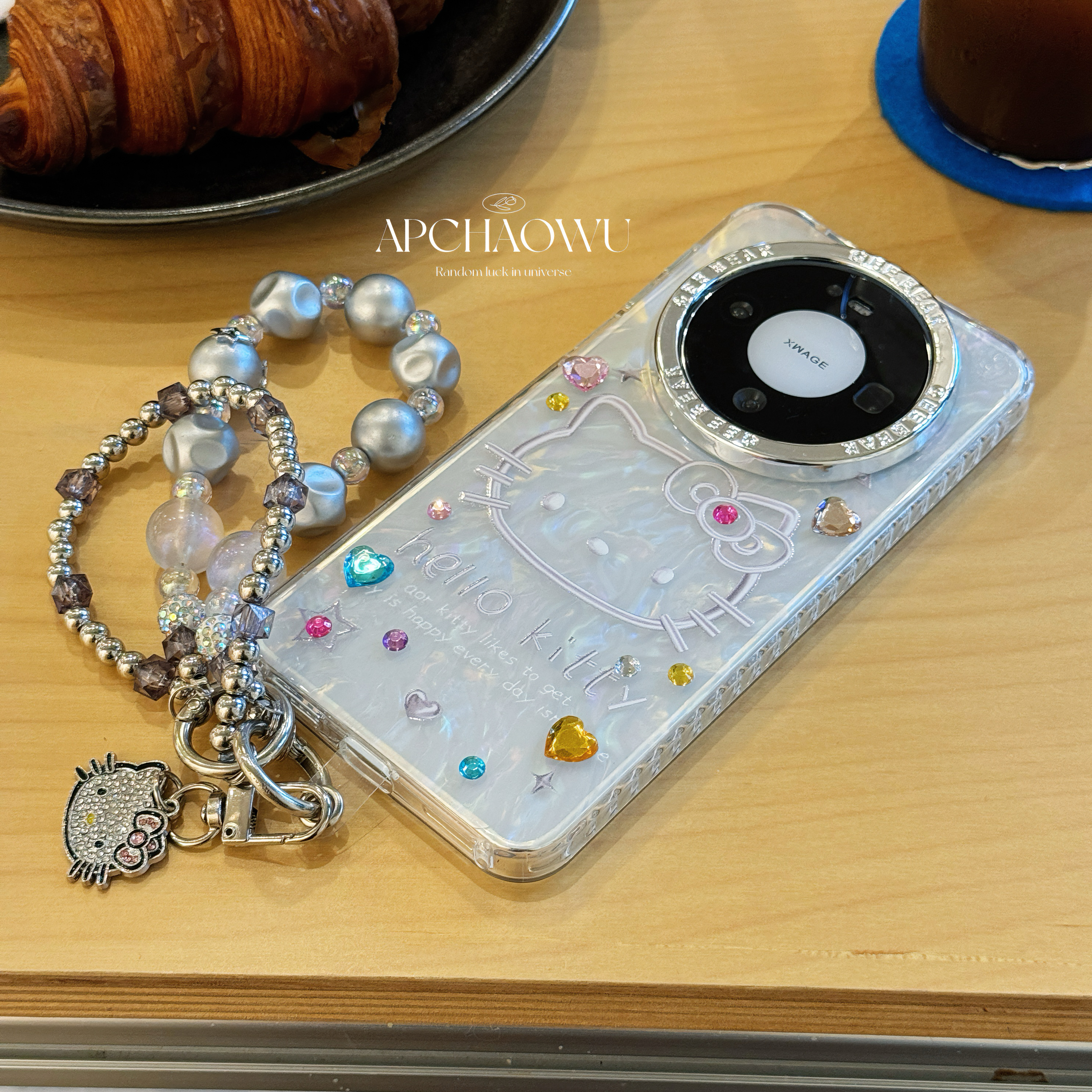 可爱贝壳纹kt猫diy贴钻适用mate70pro华为手机壳pura70/80pro创意60pro+全包防摔mate80pro女款