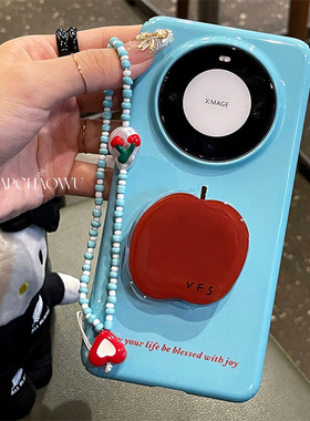 韩国ins蓝色英文苹果支架适用mate60/50pro华为手机壳nova12/11菲林硬壳pura70全包p60/p50女款荣耀Migic6pro