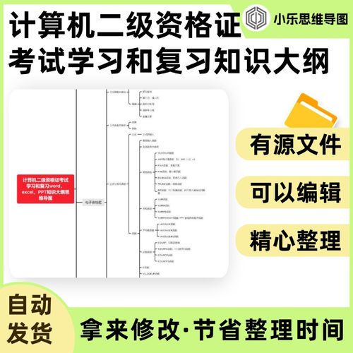 计算机二级资格证考试学习和复习知识大纲Xmind笔记制作电子