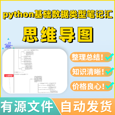 python基础数据类型笔记汇总框架思维导图Xmind模板笔记制作电子