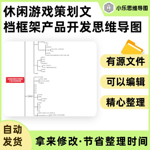 休闲游戏策划文档框架产品开发思维导图Xmind笔记制作电子版