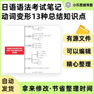 日语语法考试笔记动词变形13种总结知识点思维导图Xmind笔记制作