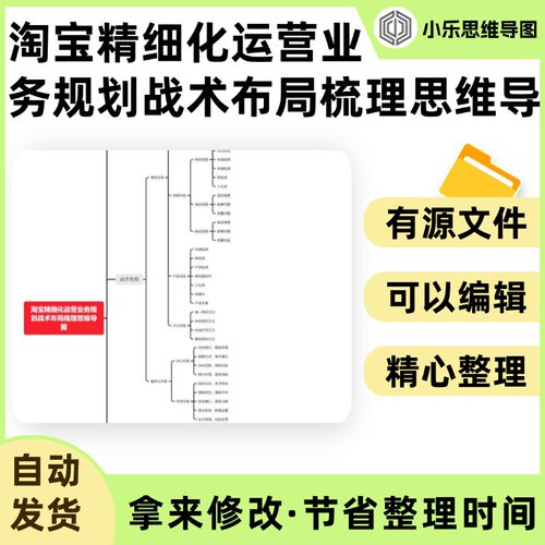 淘宝精细化运营业务规划战术布局梳理思维导图Xmind笔记制作电子