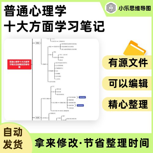 普通心理学十大方面学习笔记总结概括思维导图Xmind笔记制作电子