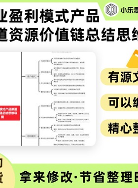 企业盈利模式产品渠道资源价值链总结思维导图Xmind笔记制作电子
