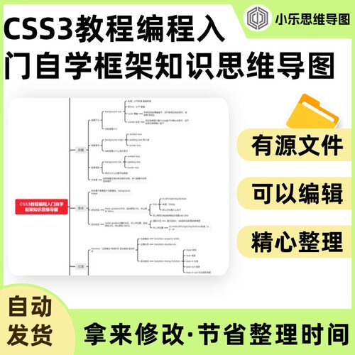 CSS3教程编程入门自学框架知识思维导图Xmind笔记制作电子版