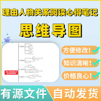 理由人物关系阅读心得笔记总结思维导图Xmind模板笔记制作电子版