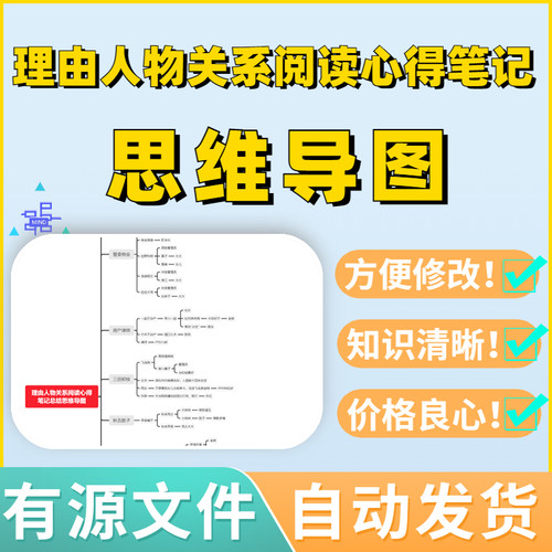 理由人物关系阅读心得笔记总结思维导图Xmind模板笔记制作电子版