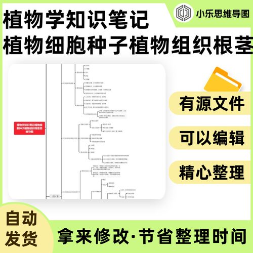 植物学知识笔记植物细胞种子植物组织根茎思维导图Xmind笔记制作