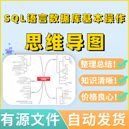 SQL语言数据库基本操作思维导图源文件可编辑教案考试框架复习模