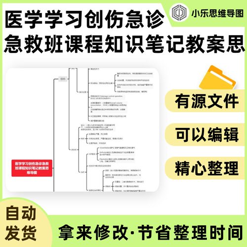 医学学习创伤急诊急救班课程知识笔记教案思维导图Xmind笔记制作