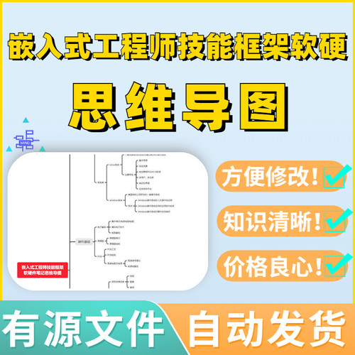 嵌入式工程师技能框架软硬件笔记思维导图Xmind模板笔记制作电子