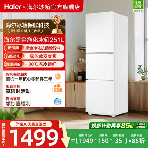 海尔251L一级能效风冷无霜小冰箱