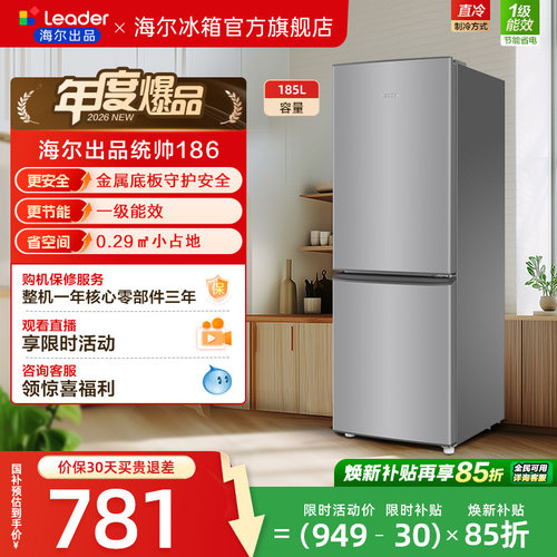 国家补贴海尔出品统帅186双开两门超薄宿舍出租房一级家用小冰箱