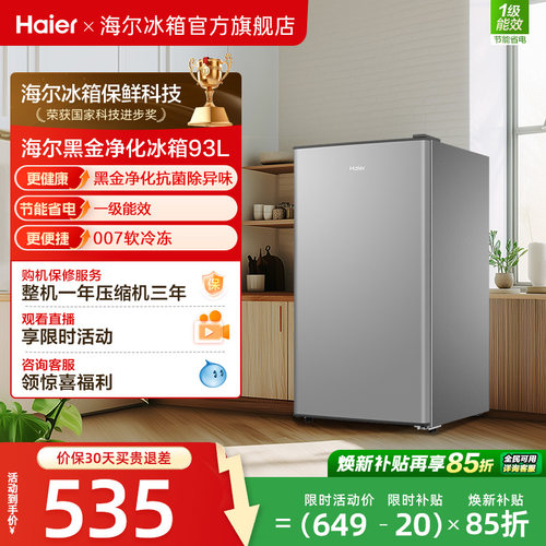 海尔93L一级能效除菌净味小冰箱