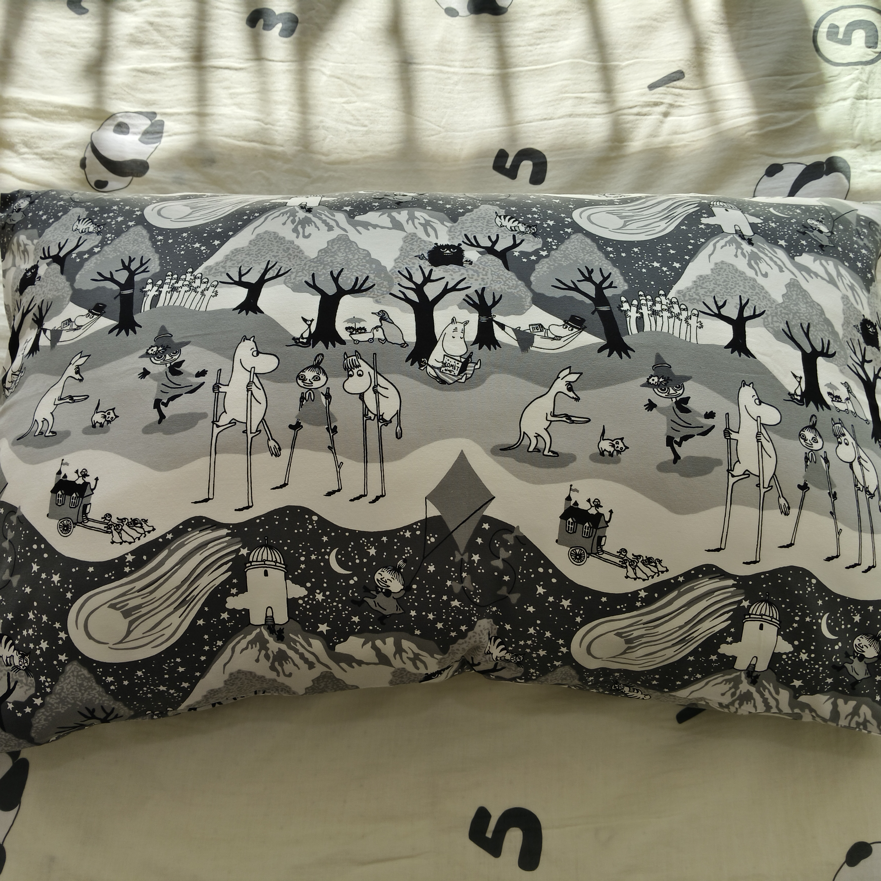 日单尾货姆明布料全棉枕套48X74cm手工制作