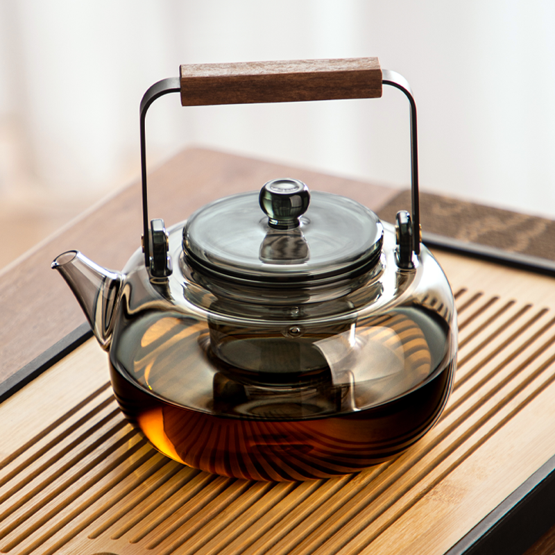 2026新款玻璃煮茶壶耐高温实木把提梁壶高端家用办公室煮茶器茶具,餐饮具,煮茶炉,淘宝优惠券,粉丝福利购,淘宝优惠卷