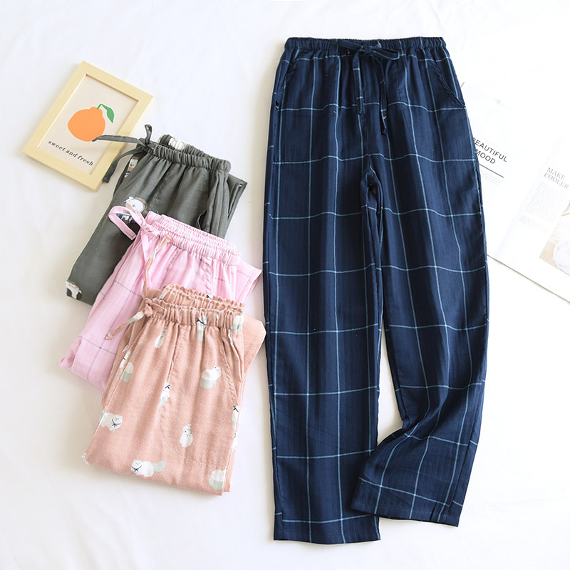 ins春夏秋薄简约纯棉纱布卡通印花全棉宽松家居裤居家睡裤女,女士内衣/男士内衣/家居服,睡裤/家居裤,淘宝优惠券,粉丝福利购,淘宝优惠卷