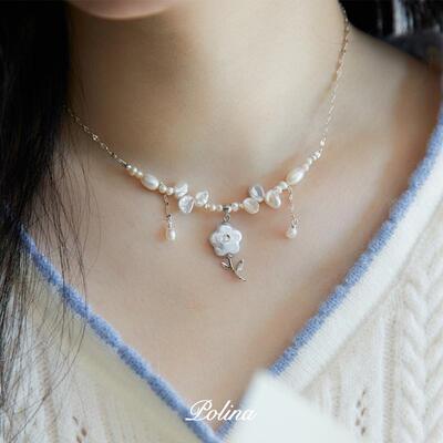 仙气花朵项链天然珍珠