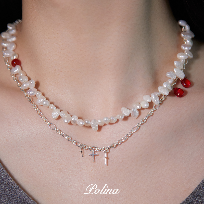 十字架血滴项链手作款925银