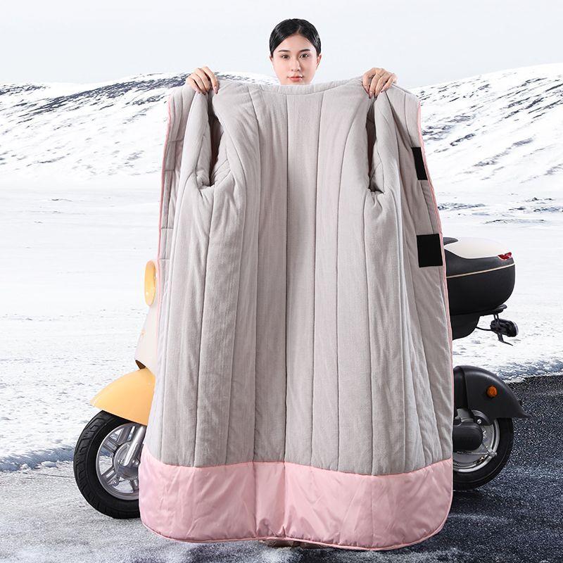 电动车挡风衣保暖冬季防雨防水骑电车加绒加厚挡风被电瓶车防风罩