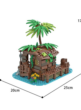 MOC-71229创意设计街景建筑海盗棚小颗粒积木玩具积木