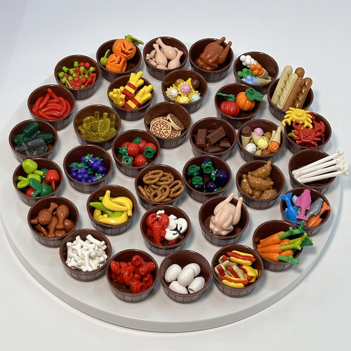 国产小颗粒积木食物水果苹果木框moc场景DIY人仔盆搭摆件礼物