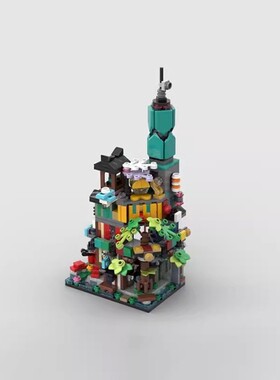 MOC积木兼容国产 107816 忍者花园 迷你街景 拼装建筑 小颗粒积木