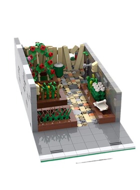 MOC积木63861 社区花园 拼插益智玩具 建筑街景模型摆件