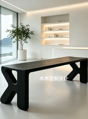 现代简约实木长条凳卧室床尾凳黑色设计师款长凳餐椅白蜡木换鞋凳