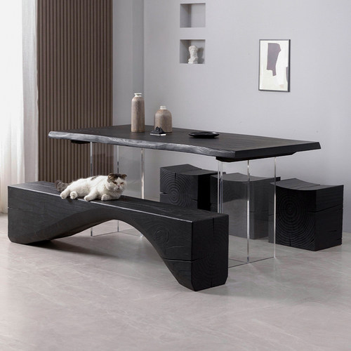 长方形白蜡木侘寂风餐桌办公桌