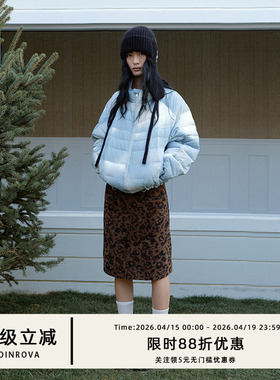 COINROVA晕染蓝90白鹅绒排骨服短款羽绒服保暖外套