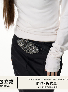 COINROVA 原创设计水钻腰带复古高级女百搭时尚宽腰带