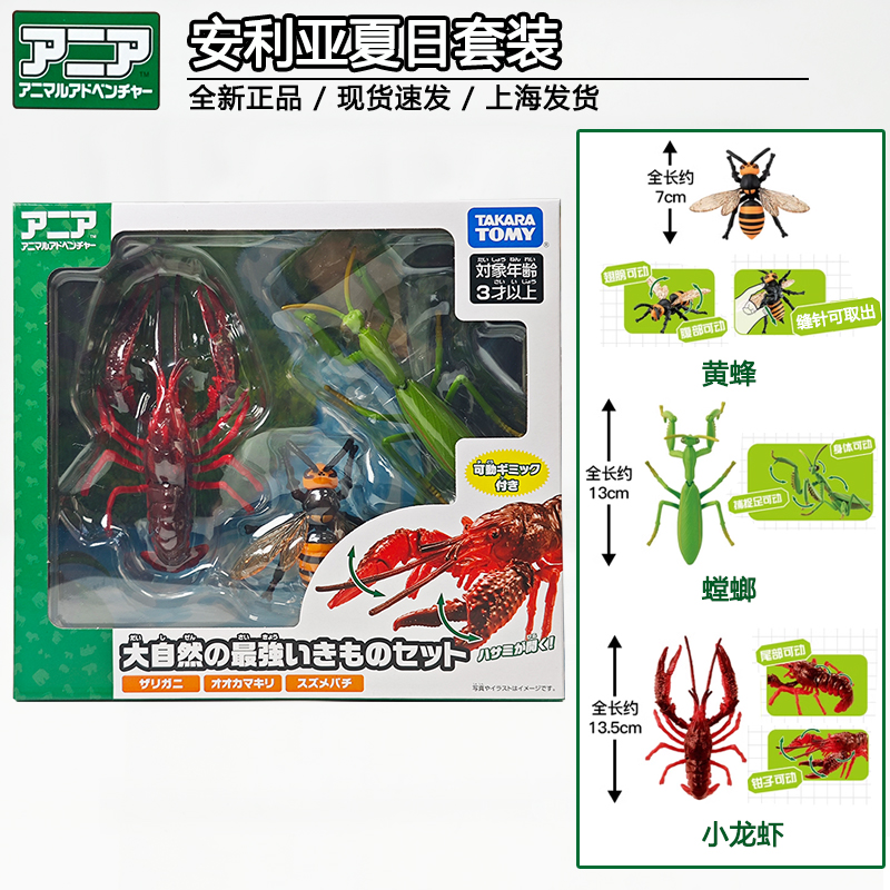 TOMY多美卡安利亚夏日套装黄蜂螳螂小龙虾仿真动物模型玩具礼物