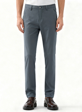 含莫代尔棉休闲裤春夏季四面弹力中腰直筒长裤子男裤HKCAD1Y087A