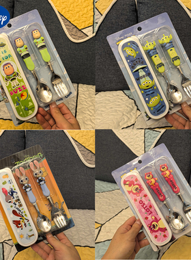 迪士尼儿童叉勺套装巴斯光年尼克朱迪叉子勺子奥体式不锈钢餐具