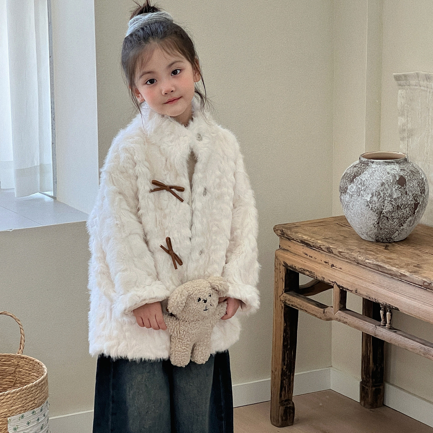 儿童皮毛一体皮草外套秋冬季小女孩仿水貂毛毛绒绒羊羔毛女童宝宝