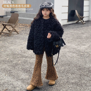 儿童皮草外套冬季2025新款女孩仿羊羔毛毛绒绒女童上衣宝宝中大童