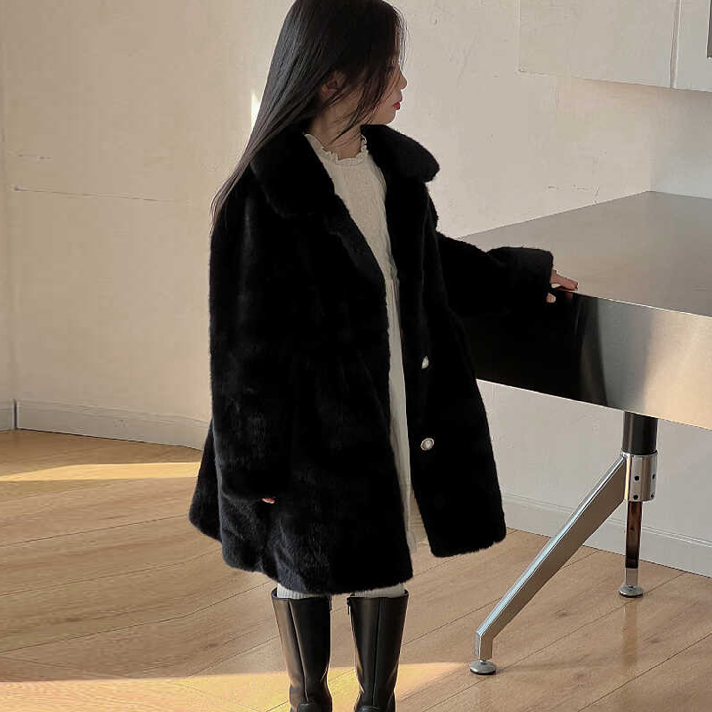 儿童皮草外套冬季加厚加绒棉服