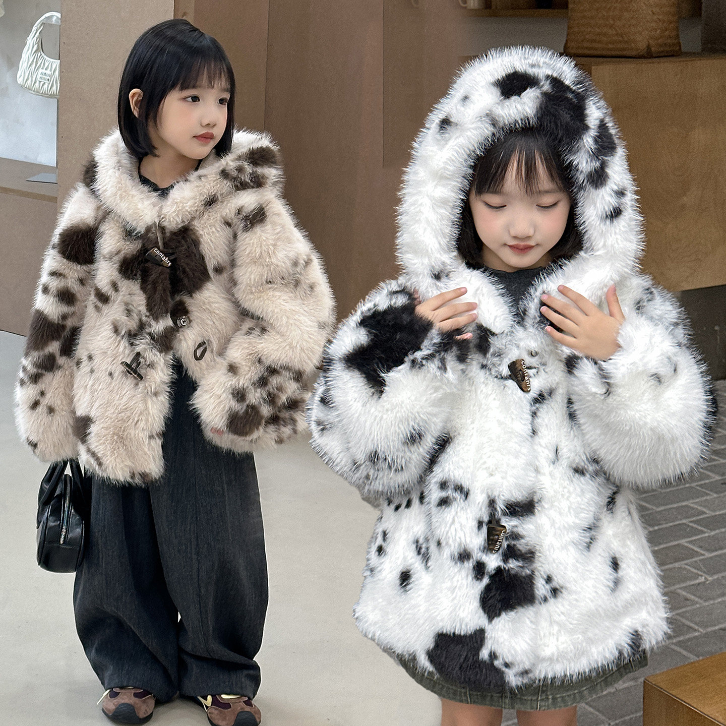 儿童皮草外套冬季仿水貂毛毛绒绒男女童独特超好看韩系宝宝中大童