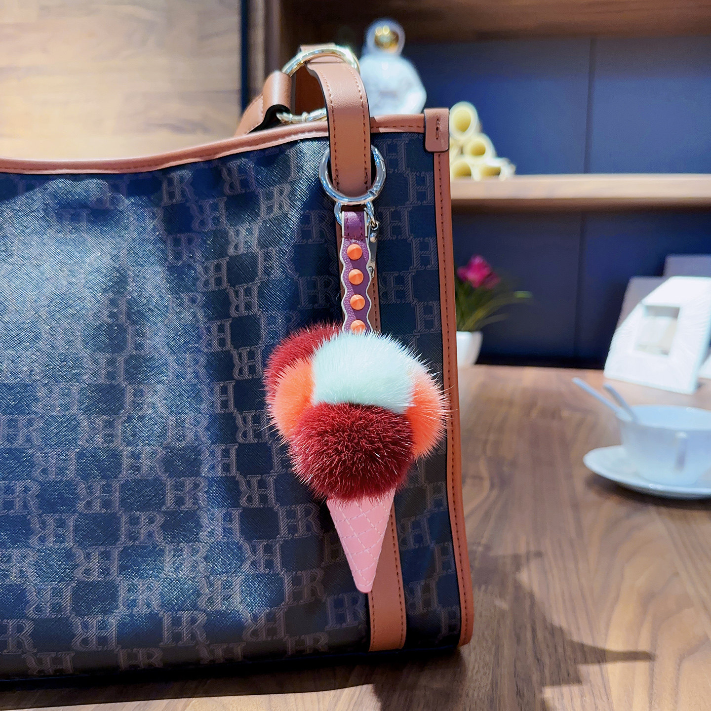 超甜冰激凌挂饰水貂毛包包挂件