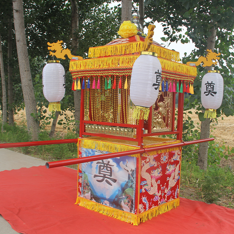 白事中式金色龙纹镂空戏曲花轿