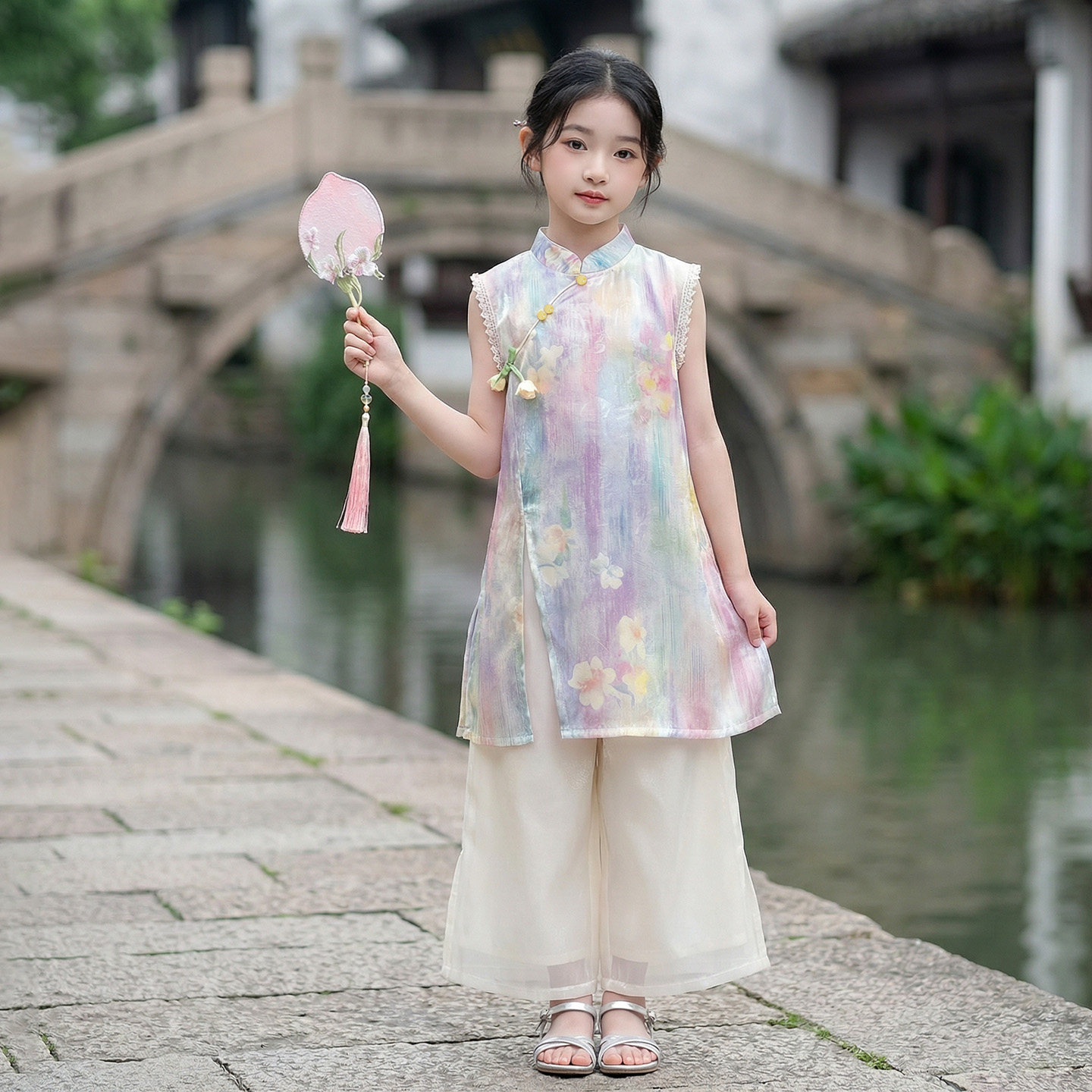 女童旗袍连衣裙夏季2026新款女孩渲染国风公主裙儿童六一表演服装