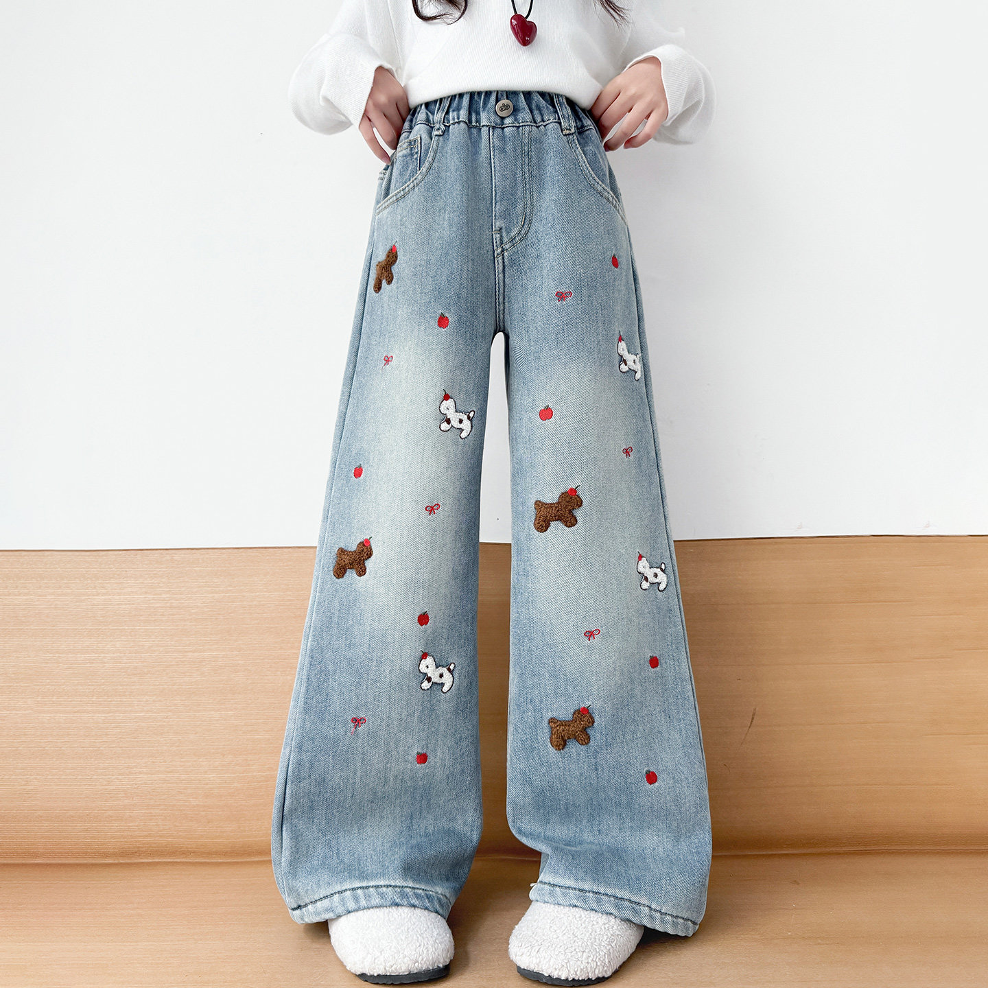 女童加厚绒裤子一体绒2025新款冬季小学生卡通刺绣儿童直筒牛仔裤,童装/婴儿装/亲子装,裤子,淘宝优惠券,粉丝福利购,淘宝优惠卷