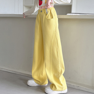 儿童牛仔裤 女童休闲裤 女孩纯棉洋气网红弯刀长裤 春装 春秋2026新款