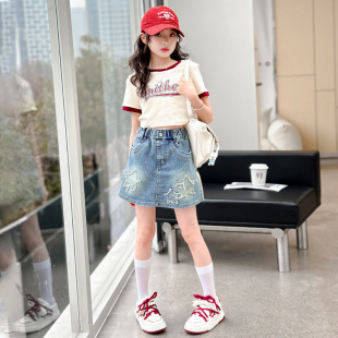 女童夏装牛仔半身裙2025新款女孩夏季薄款短裤裙裤儿童时尚裙子潮